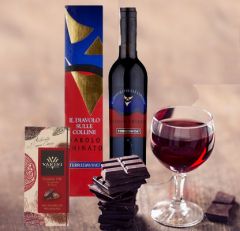 Barolo Chinato Wine and Extra Dark Chocolate Gift Basket