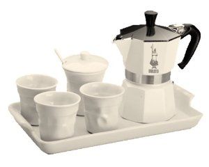5-cup Moka Pot (white)  Trolley Depot Coffee & Tea Co.